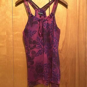 Express‎ Retro Tank-Purple Floral-Flowy-Strappy Sz M-Fairy-Whimsigoth